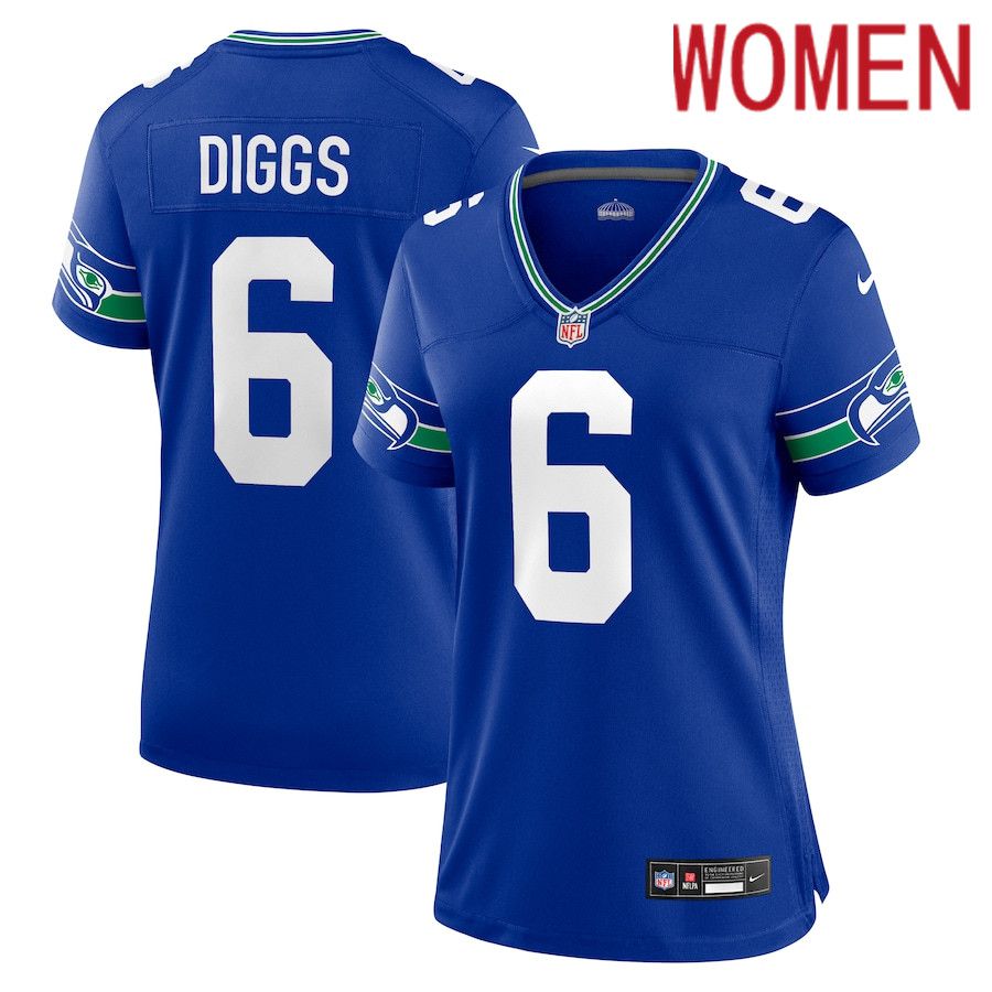 Women Seattle Seahawks #6 Quandre Diggs Nike Royal Throwback Player Game NFL Jersey